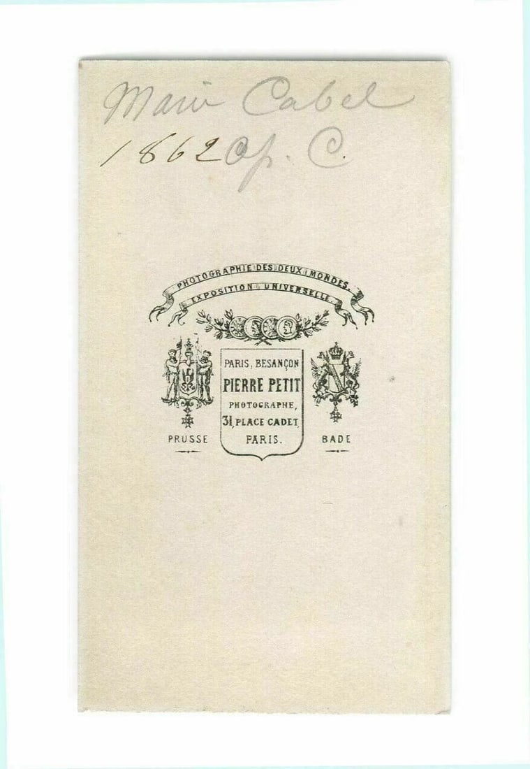 CDV Photo – Marie Cabel, Soprano – Pierre Petit, French Opera c 1862 - 2
