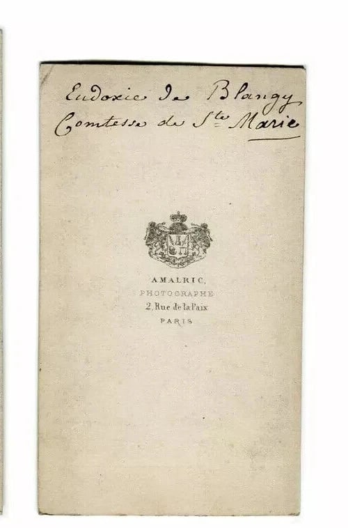 CDV Photo – Comtesse de Sainte Marie – Amalric Studio c 1860 - 3