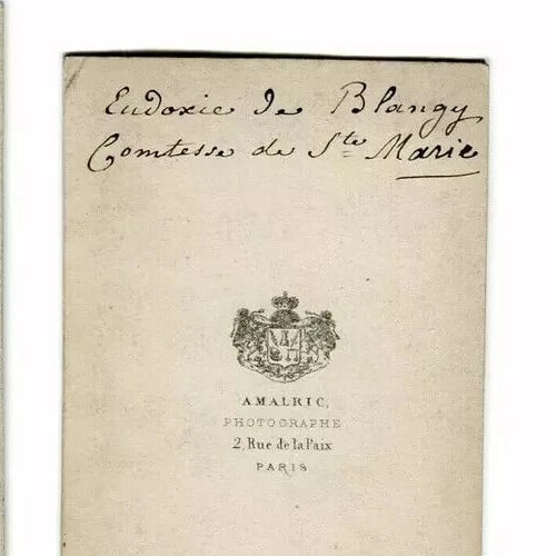 CDV Photo – Comtesse de Sainte Marie – Amalric Studio c 1860 - 7