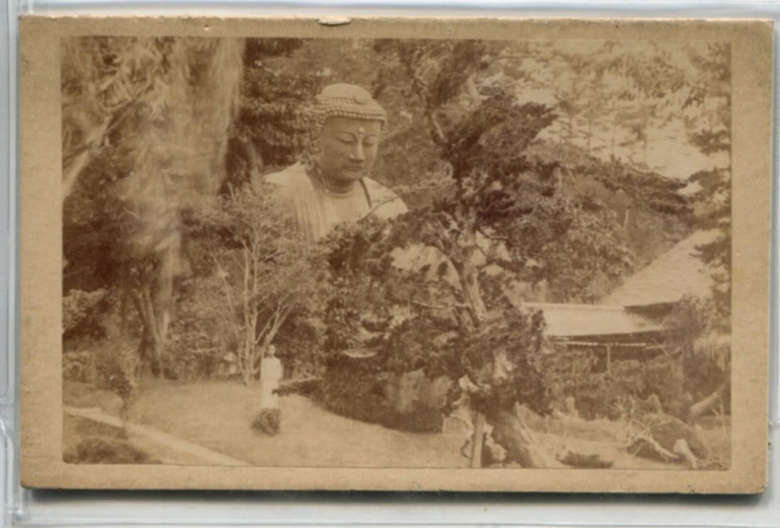 Antique CDV Photographs Asian Landscape Boudha and People - 2