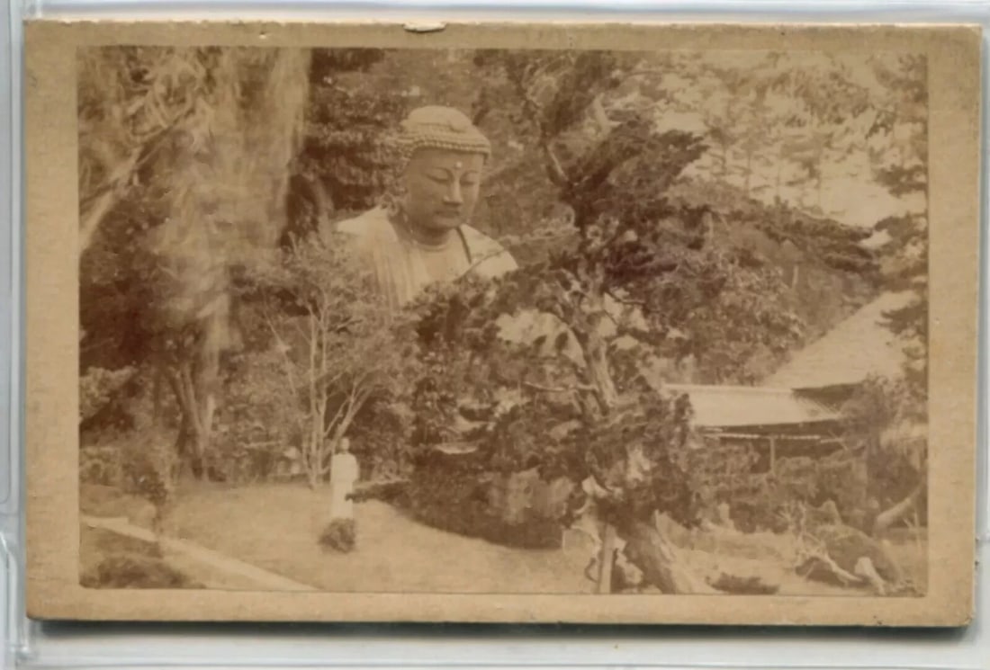 Antique CDV Photographs Asian Landscape Boudha and People - 4