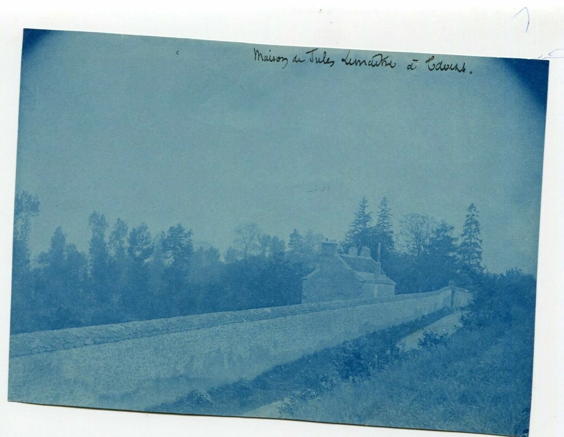 19th Landscape, House of Jules Lemaitre in Cavan Vintage Photography Cyanotype - 2