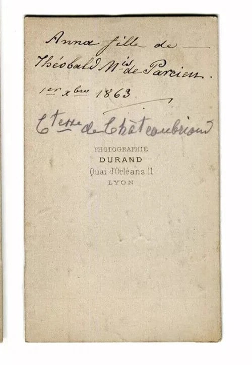 CDV Photo – Comtesse de Chateaubriand – Durand Portrait, France c.1863 - 5