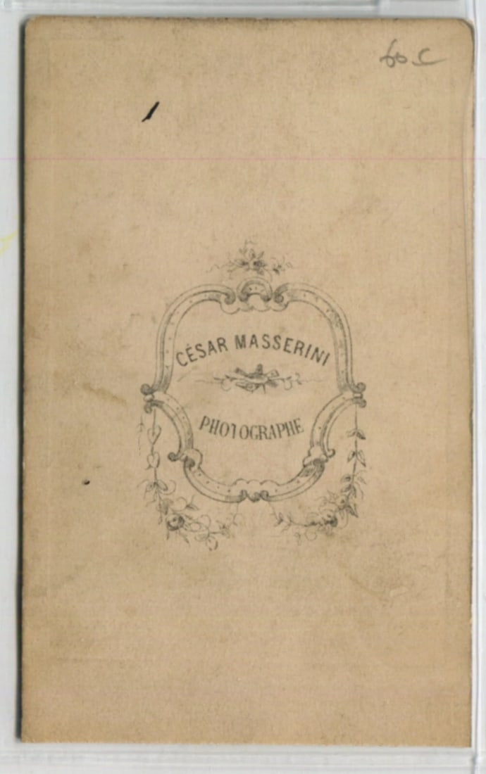 CDV Photograph Portrait by César Masserini, Marseille Photographer c. 1865 - 7