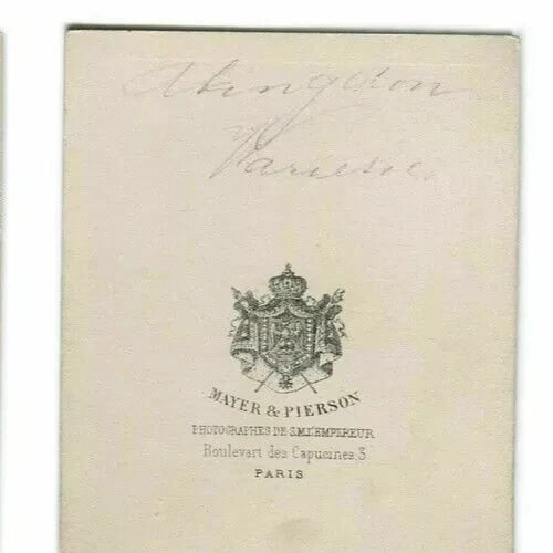 Abingdon Opera Portrait – Mayer & Pierson, Paris Studio c 1870 CDV Photo - 5