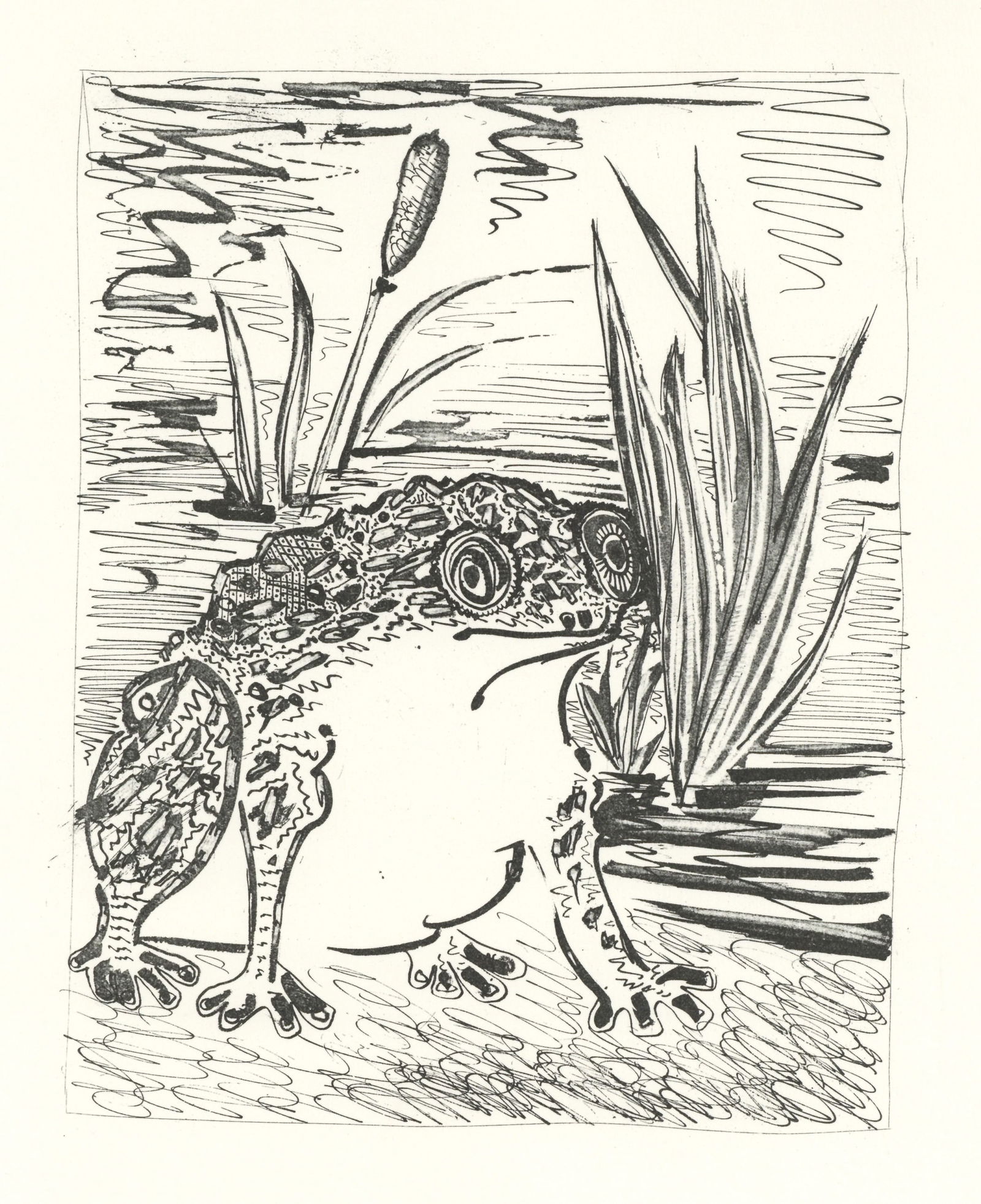 Pablo Picasso "Le Crapaud" The Toad | Buffon: Title: Pablo Picasso "Le Crapaud" The Toad | Buffon Description: Medium: offset lithograph (after the etching). Printed on velin bouffant paper from the Papeteries Casteljoux and published in France