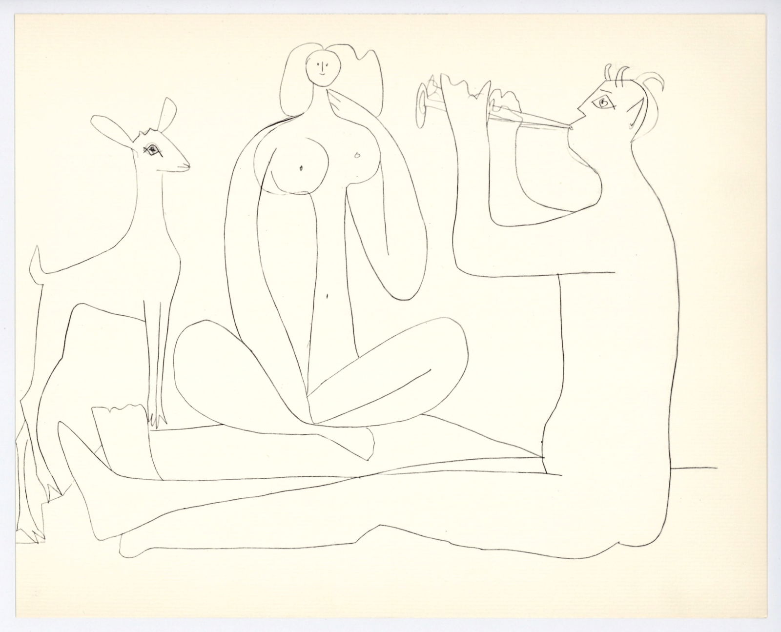 Pablo Picasso | Mythological Drawing, Antibes: Title: Pablo Picasso | Mythological Drawing, Antibes Description: Medium: offset lithograph (after the drawing). Printed in 1960 on cream laid paper and published in partnership with the Musee