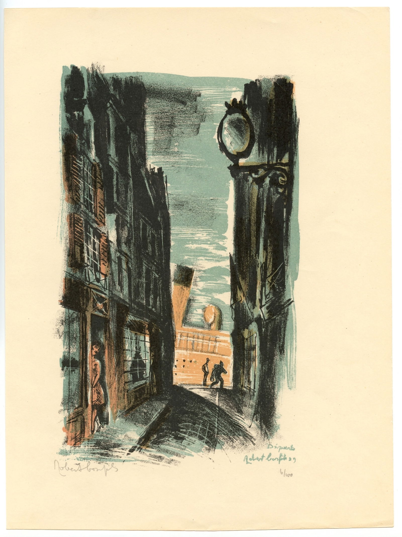 Robert Bonfils original lithograph "Departs" pencil-signed (1 of 1)