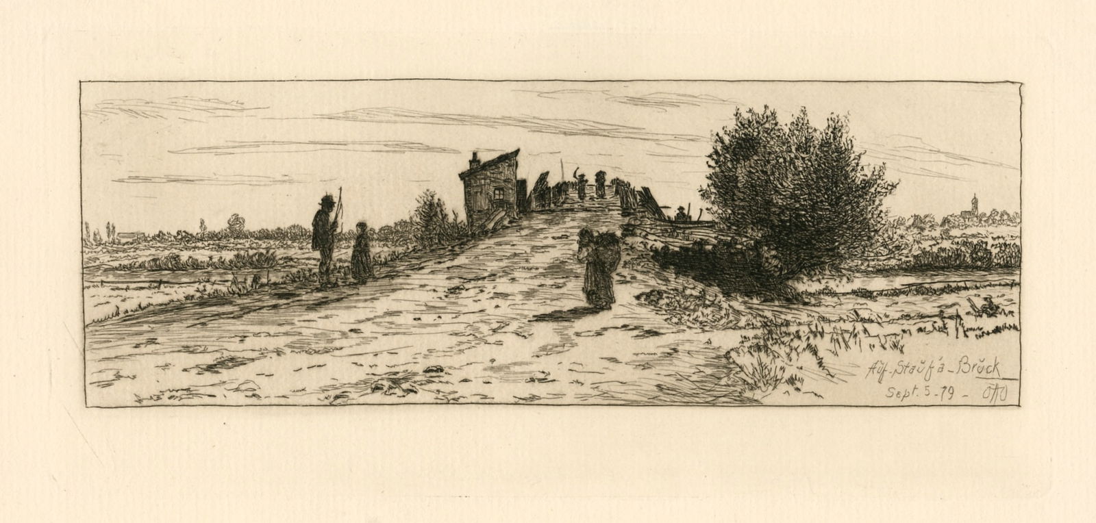 Otto Henry Bacher original etching "Auf Staufa Bruck" (1 of 1)