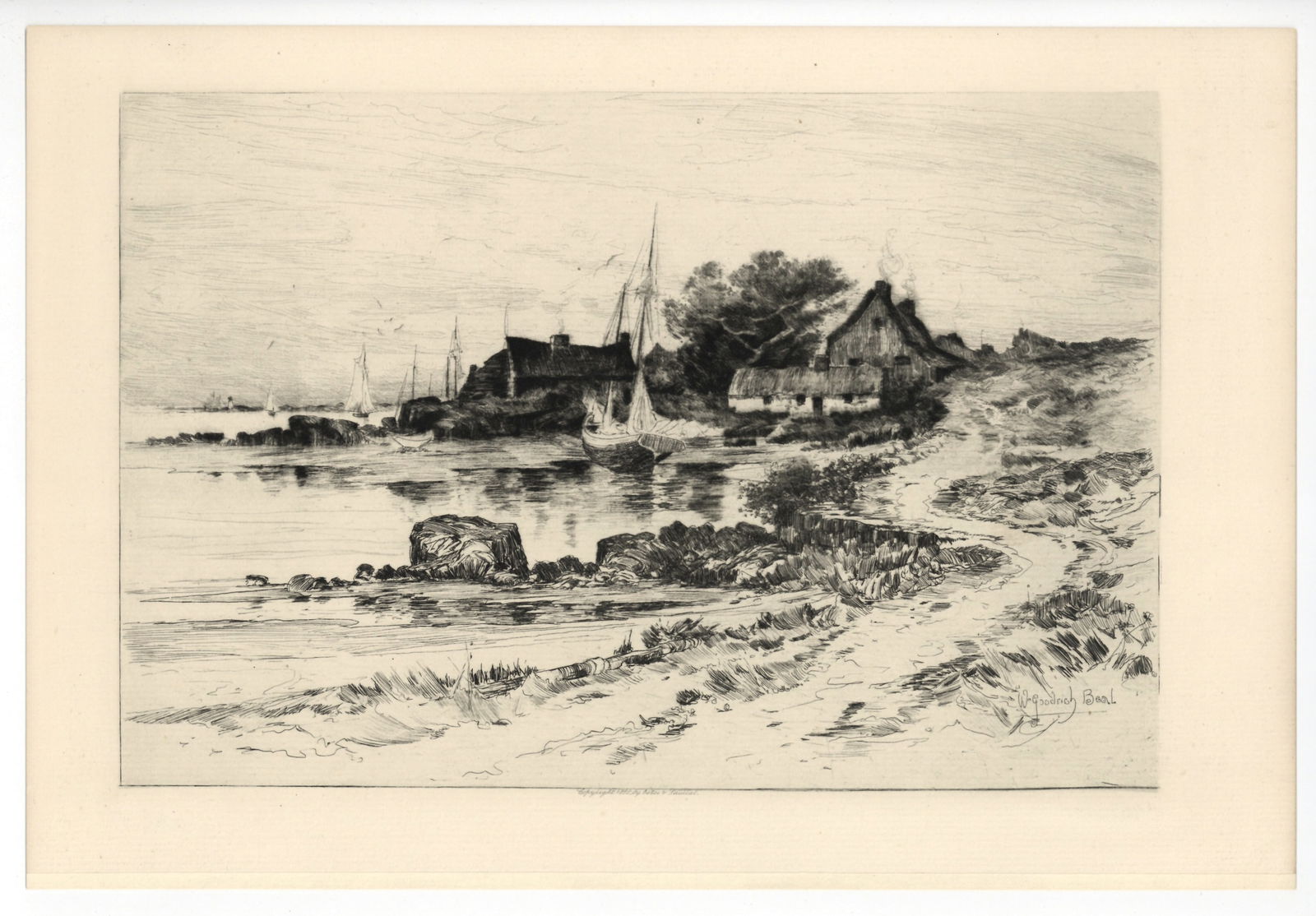 William Goodrich Beal original etching "On Gloucester Shore" (1 of 1)