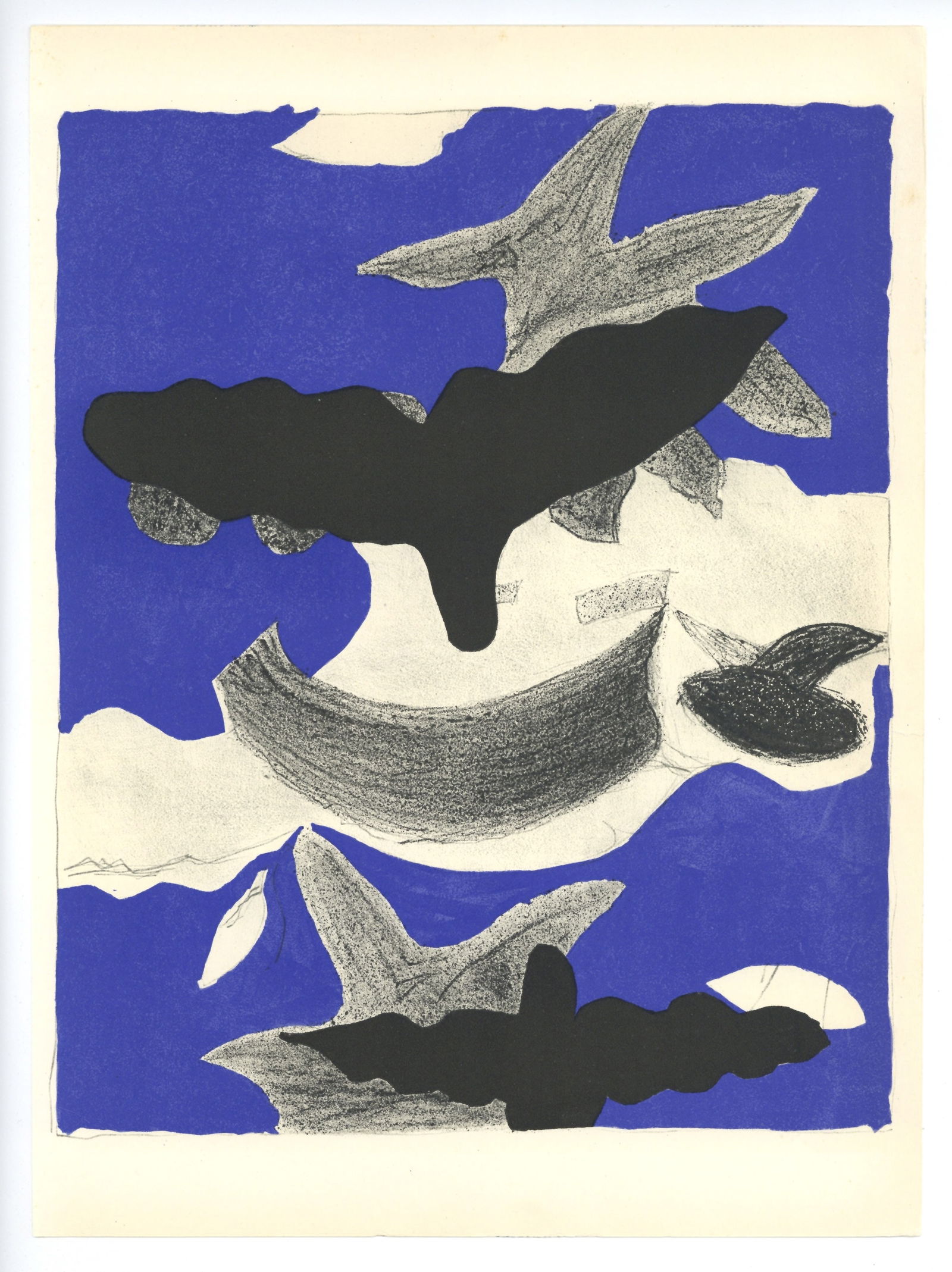 Georges Braque lithograph | Oiseaux: Title: Georges Braque lithograph | Oiseaux Description: Medium: lithograph (after the watercolor sketch). Printed in 1955 at the Mourlot Freres atelier, this composition is from George Braque's