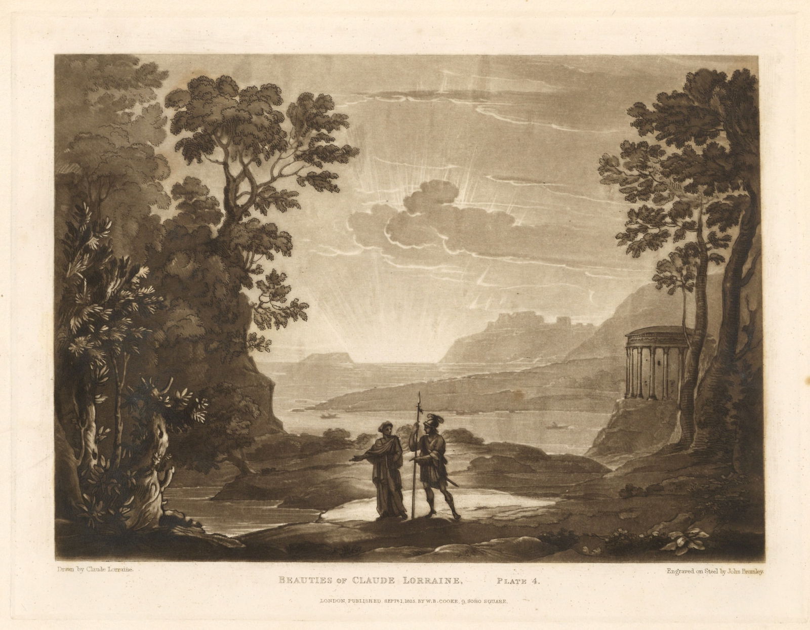 Beauties of Claude Lorrain mezzotint Plate 4 (1 of 2)