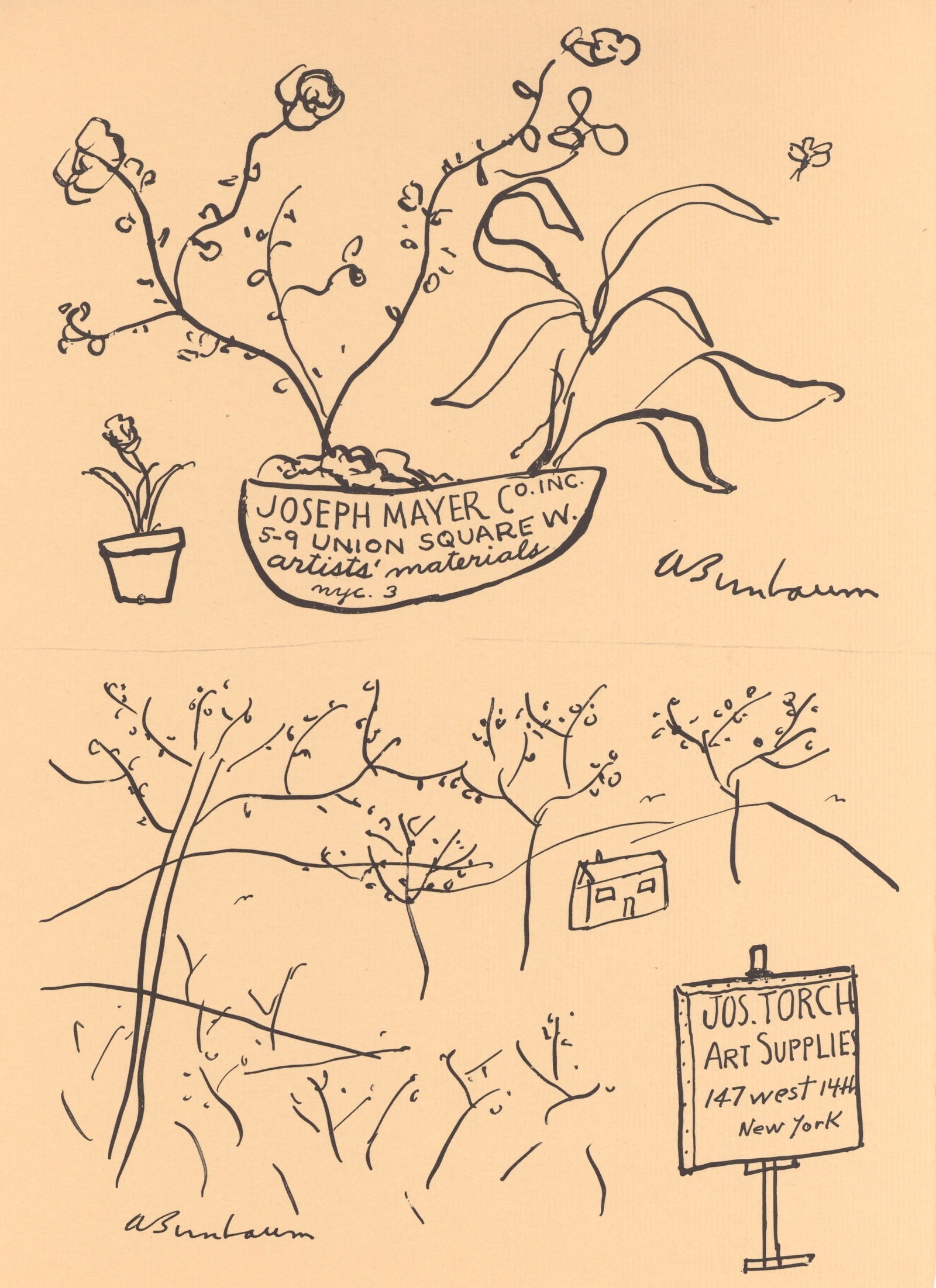 Abe Birnbaum original lithograph: Title: Abe Birnbaum original lithograph Description: Medium: original lithograph. This lithograph was printed in 1954 for the "Improvisations" portfolio, published by the Artists Equity Association