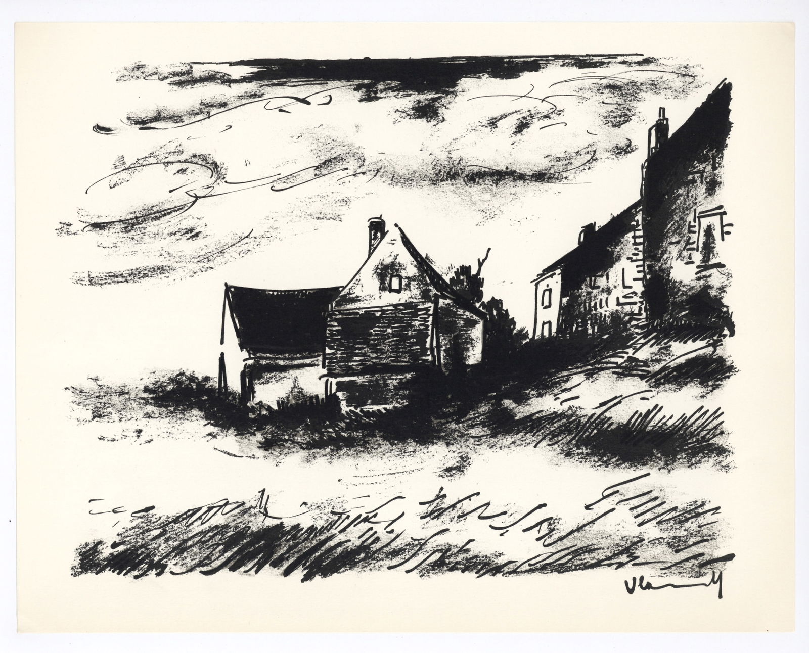 Maurice de Vlaminck original lithograph "Potiniere at Rueil" (1 of 1)