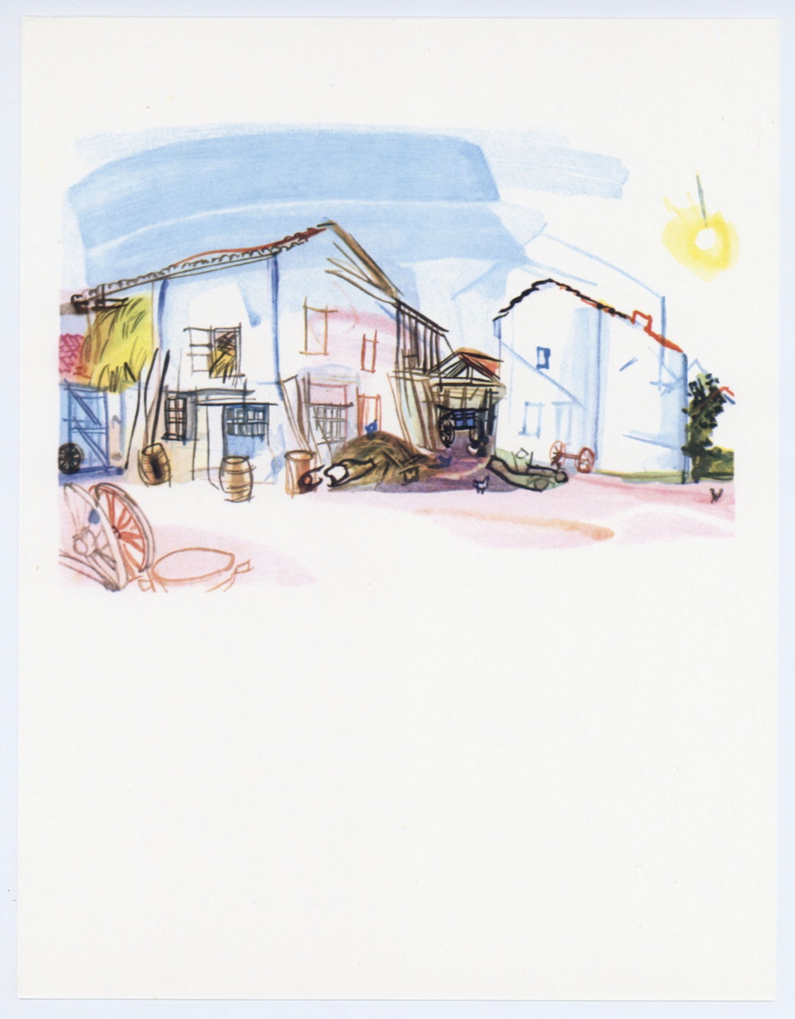 Raoul Dufy "Le charron de Monsaunes" from Vacances Forcees: Title: Raoul Dufy "Le charron de Monsaunes" from Vacances Forcees Description: Medium: offset lithograph (after the watercolor). Printed in 1970 on velin bouffant paper from the Papeteries Casteljoux
