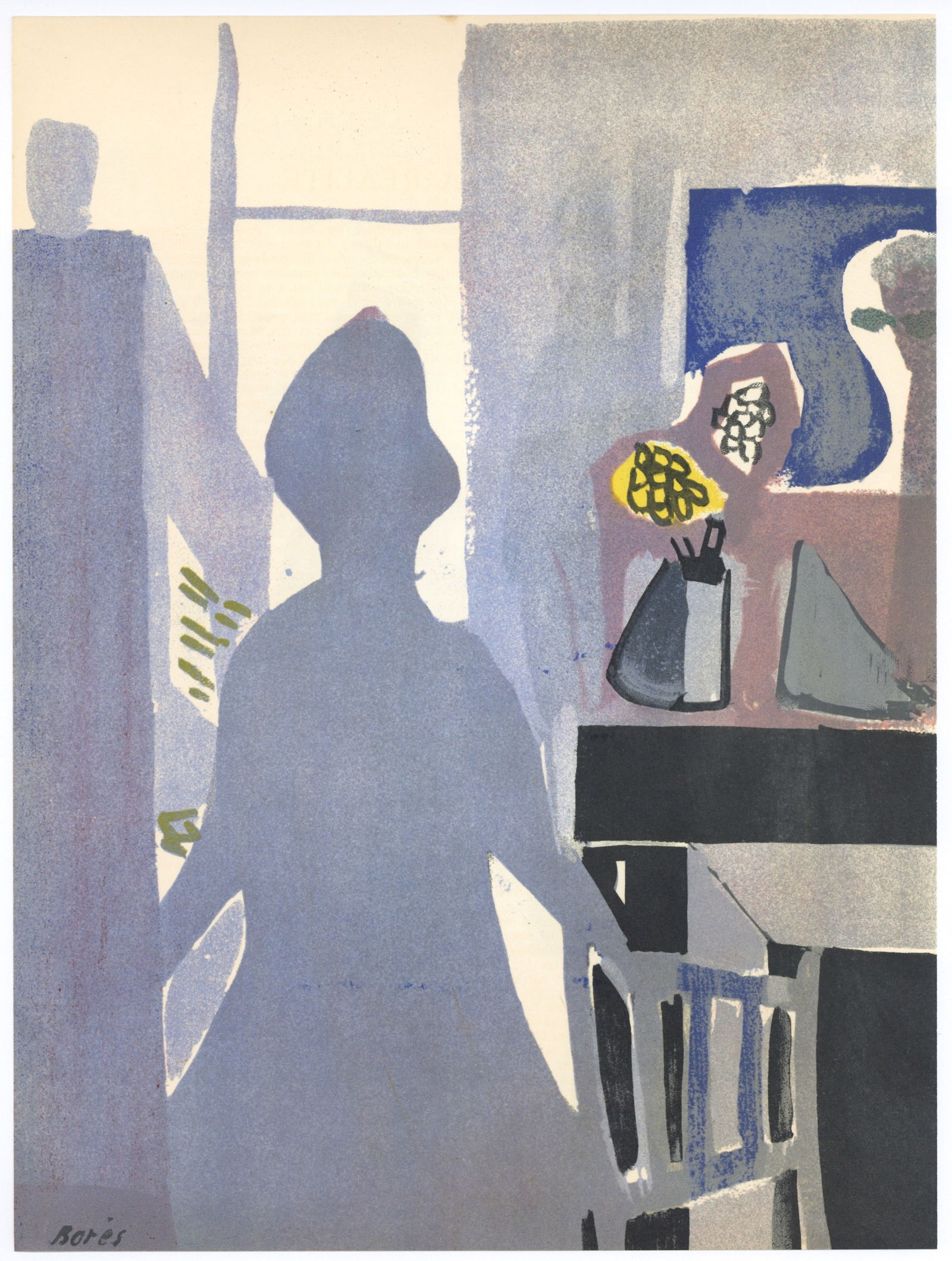 Francisco Bores original lithograph "La femme en bleu": Title: Francisco Bores original lithograph "La femme en bleu" Description: Medium: original lithograph. From the rare issue of Verve (Volume 7, Number 27-28), published in Paris by Teriade in 1952