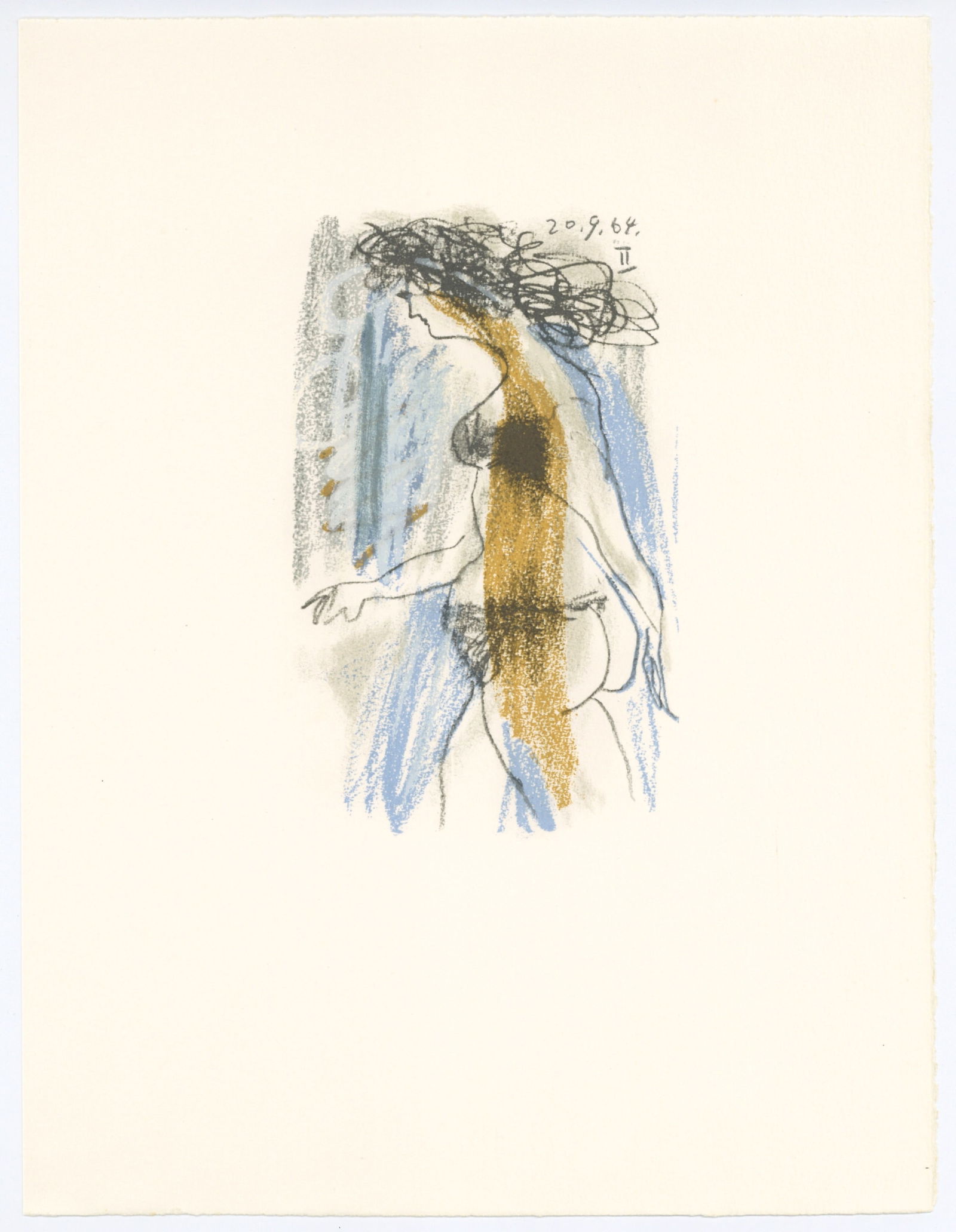Pablo Picasso lithograph "Le Gout du Bonheur": Title: Pablo Picasso lithograph "Le Gout du Bonheur" Description: Medium: lithograph (after the drawing). This Picasso lithograph from the "Le Gout du Bonheur" portfolio (the French title translates