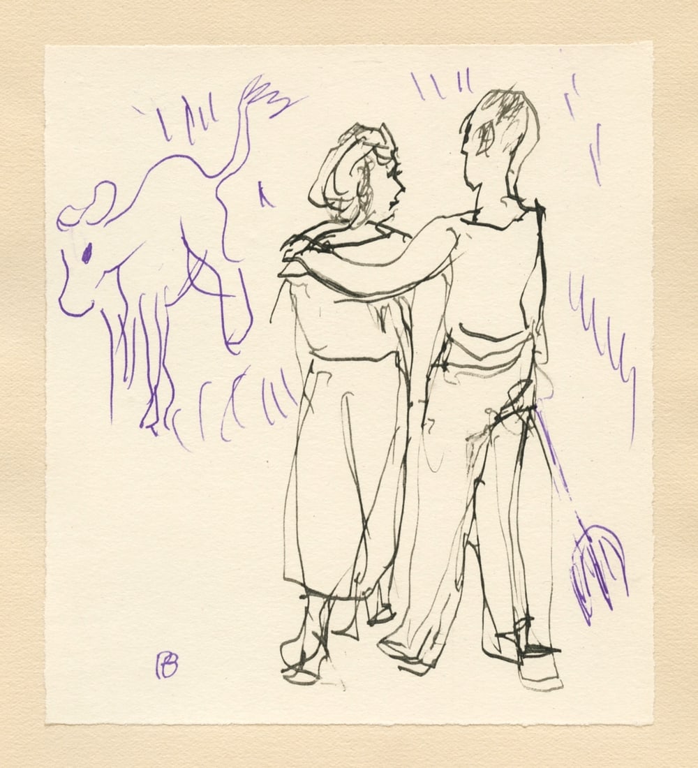 Pierre Bonnard lithograph for Correspondances, 1944: Title: Pierre Bonnard lithograph for Correspondances, 1944 Description: Medium: lithograph (after the drawing). This impression in violet ink was printed in France in 1944 for the rare