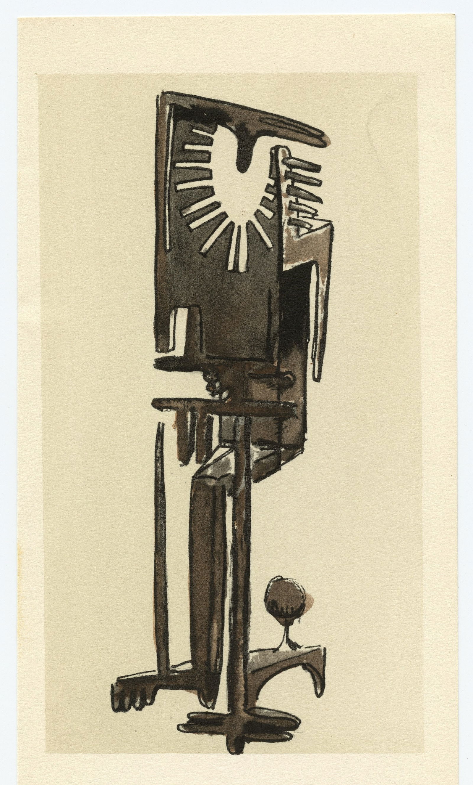 Julio Gonzalez pochoir "Personnage barbu": Title: Julio Gonzalez pochoir "Personnage barbu" Description: Medium: pochoir (after the watercolor). Printed in Paris in 1957 by Jacomet and published by the Galerie Berggruen for a rare catalogue.