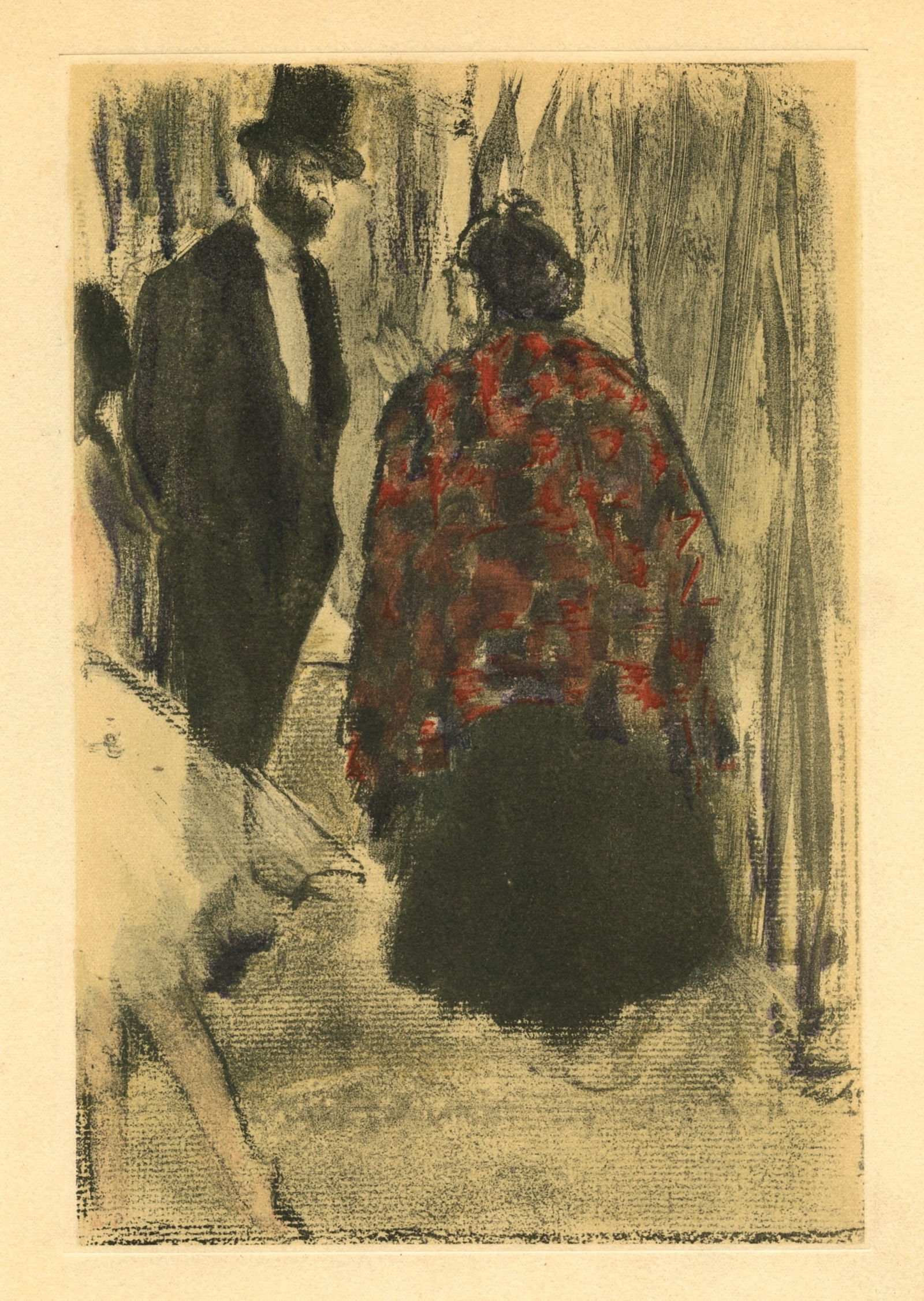 Edgar Degas monotype "Famille Cardinal": Title: Edgar Degas monotype "Famille Cardinal" Description: Medium: engraving with pochoir coloring. This recreation (after the original monotype) was printed in a limited edition of 1000 and