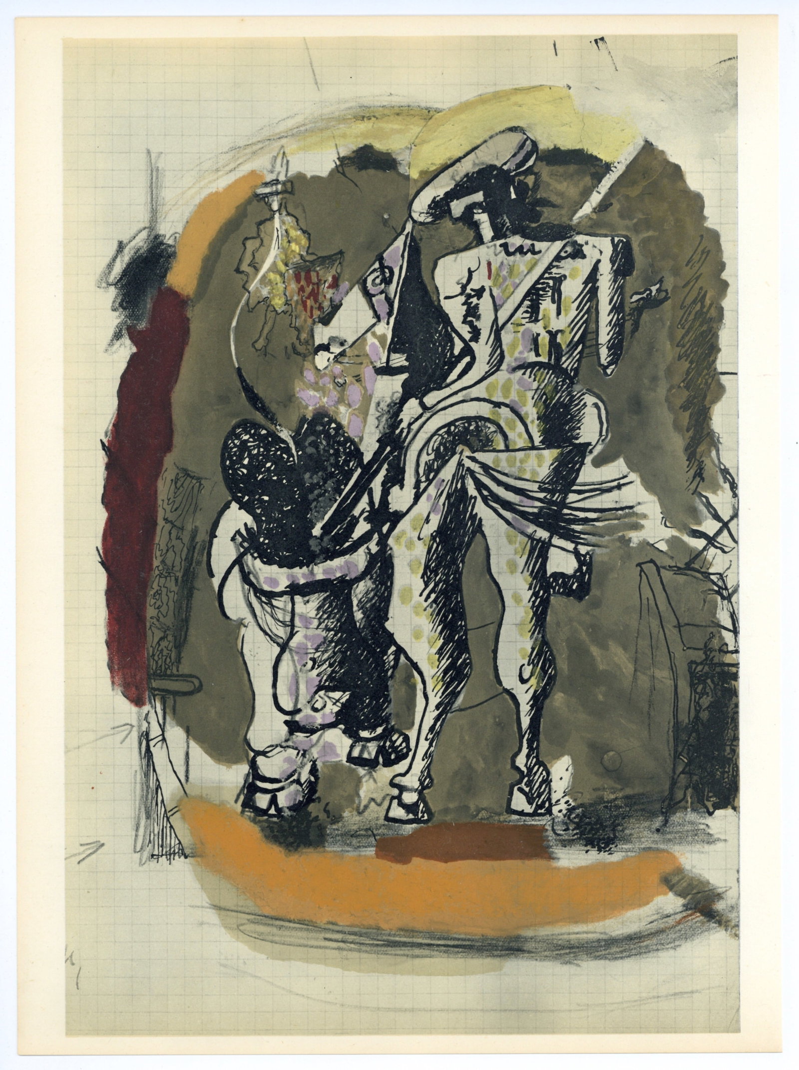 Georges Braque "Carnet Intimes" 1955: Title: Georges Braque "Carnet Intimes" 1955 Description: Medium: offset lithograph (after the watercolor sketch). Printed in 1955 by Draeger Freres, this composition is from George Braque's Intimate