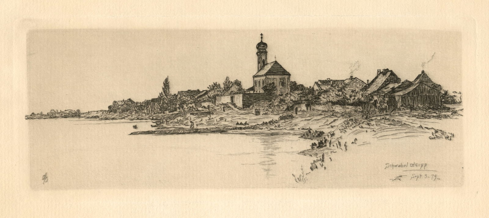 Otto Henry Bacher original etching "Schwabelweiss" (1 of 1)