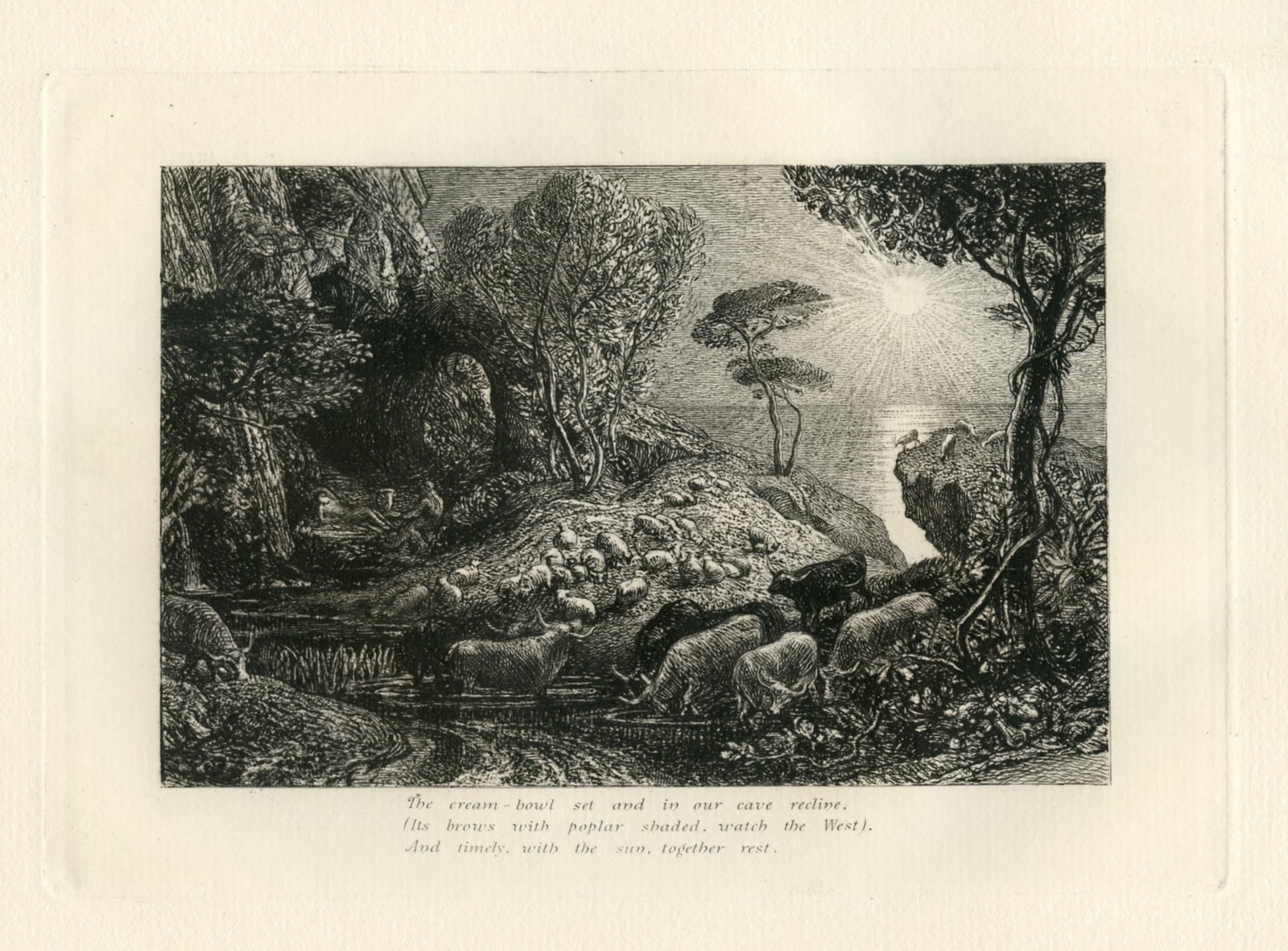 Samuel Palmer original etching "Moeris and Galatea" Eclogue 9 (1 of 1)