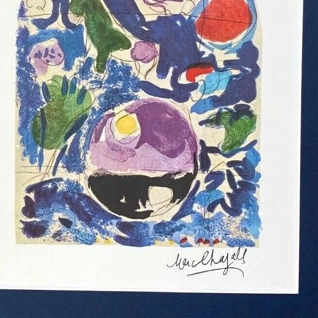 MARC CHAGALL +1967 BEAUTIFUL SIGNED WINDOW OF SIMEON PRINT FRAMED ! - 3