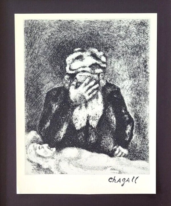 MARC CHAGALL + 1957 BIBLICAL SIGNED PRINT MOUNTED IN NEW FRAME - 2