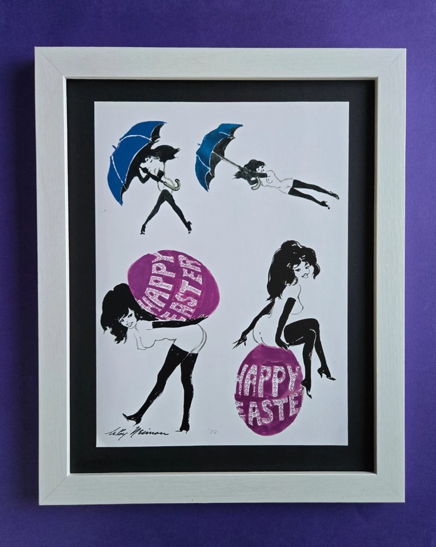 LEROY NEIMAN Happy Easter my Playboy Femlin CIRCA 1990'S SIGNED PRINT FRAMED: Title:LEROY NEIMAN Happy Easter my Playboy Femlin CIRCA 1990'S SIGNED PRINT FRAMED Description:We have for Sale this LEROY NEIMAN AWESOME VINTAGE PRINT " FEMLIN " FACSIMILE SIGNED IN INK SIZE OF THE P