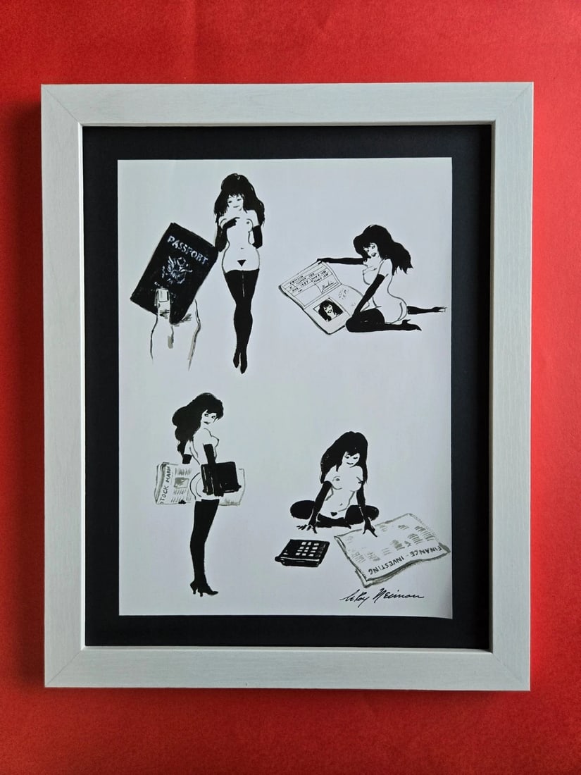 LEROY NEIMAN Your Playboy Femlin Traveling CIRCA 1990'S SIGNED PRINT FRAMED: Title:LEROY NEIMAN Your Playboy Femlin Traveling CIRCA 1990'S SIGNED PRINT FRAMED Description:We have for Sale this LEROY NEIMAN AWESOME VINTAGE PRINT " FEMLIN " FACSIMILE SIGNED IN INK SIZE OF THE PR