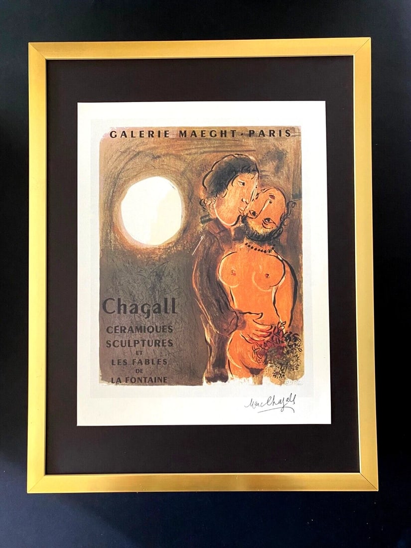 MARC CHAGALL + ORIGINAL VINTAGE 1975 SIGNED PRINT + FRAMED (1 of 3)