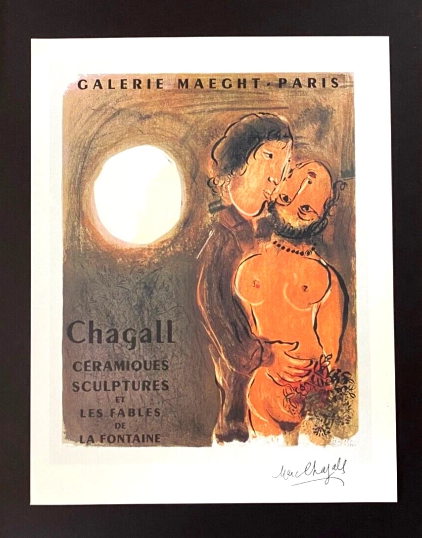 MARC CHAGALL + ORIGINAL VINTAGE 1975 SIGNED PRINT + FRAMED - 2