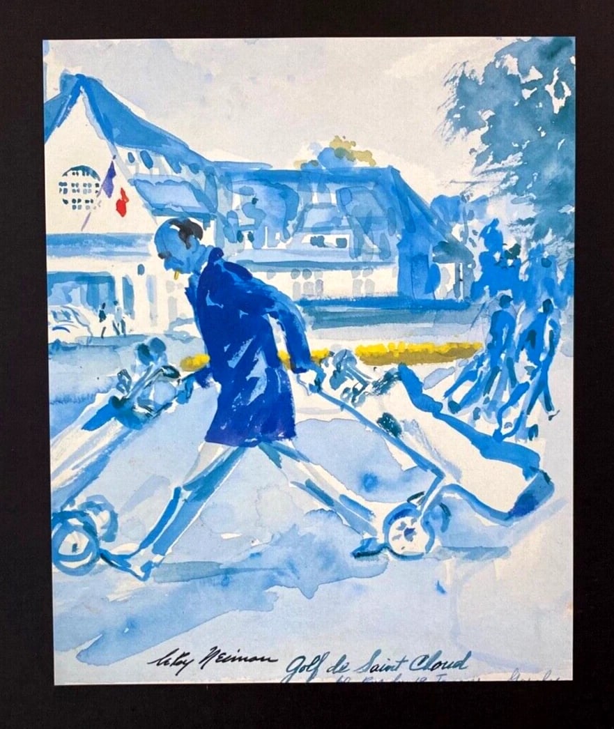 LEROY NEIMAN + GOLF IN FRANCE + CIRCA 1990'S + SIGNED PRINT FRAMED - 2