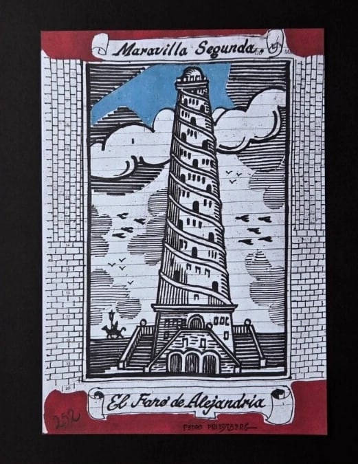Pedro Friedeberg – Lighthouse of Alexandria | Framed Mexican Signed Print - 2