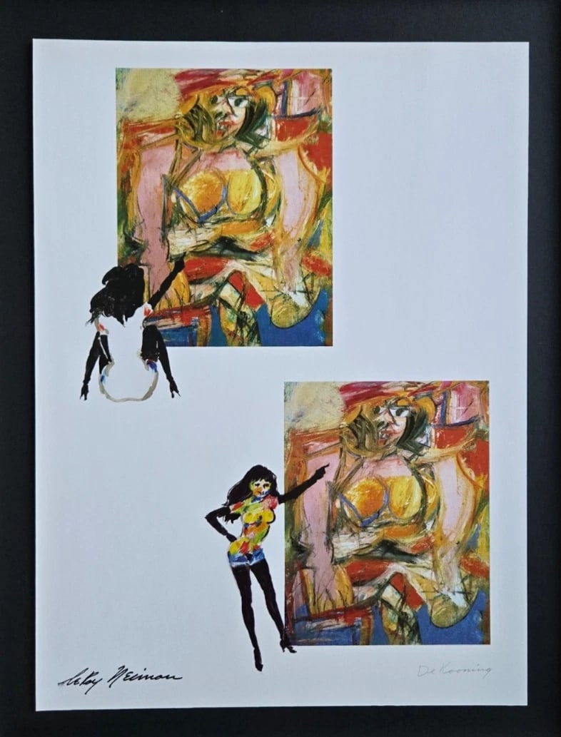 LEROY NEIMAN Playboy Femlin loves De Kooning CIRCA 1990'S SIGNED PRINT FRAMED - 2