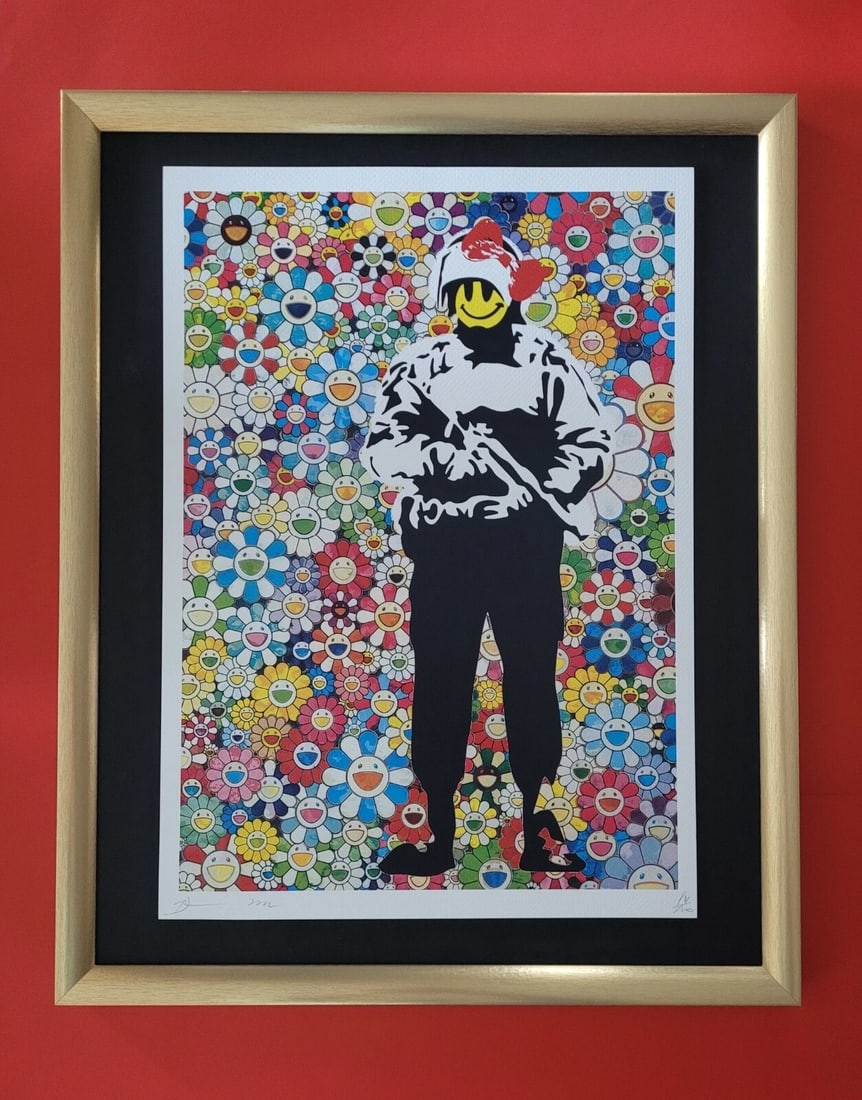 DEATH NYC Hand Signed LARGE Print COA Framed 16x20in Banksy Murakami Happy: Title:DEATH NYC Hand Signed LARGE Print COA Framed 16x20in Banksy Murakami Happy Description:This is a Stunning and Scarce 100% Authentic New Print by Death NYC Hand Signed and Numbered in Pencil by t