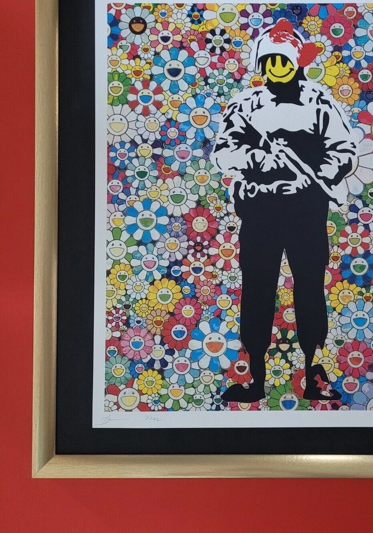 DEATH NYC Hand Signed LARGE Print COA Framed 16x20in Banksy Murakami Happy - 4