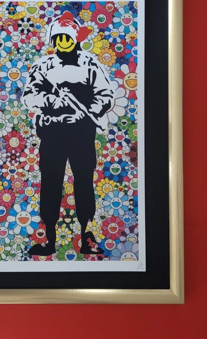 DEATH NYC Hand Signed LARGE Print COA Framed 16x20in Banksy Murakami Happy - 5