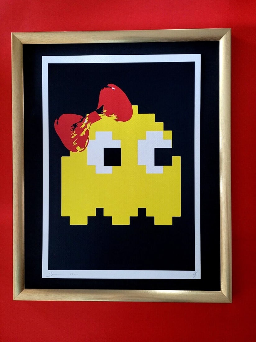 DEATH NYC Hand Signed LARGE Print COA Framed 16x20in Invader Yellow w Ribbon: Title:DEATH NYC Hand Signed LARGE Print COA Framed 16x20in Invader Yellow w Ribbon Description:This is a Stunning and Scarce 100% Authentic New Print by Death NYC Hand Signed and Numbered in Pencil