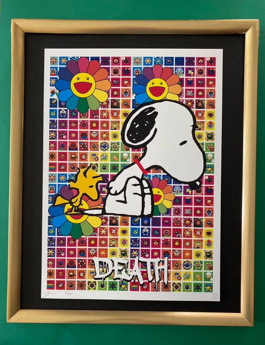 DEATH NYC Signed Large 16x20 Framed SNOOPY SCHULZ COA MURAKAMI Graffiti PopArt (1 of 6)