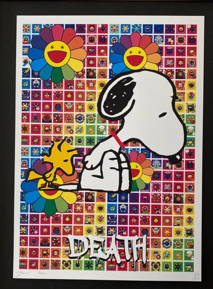 DEATH NYC Signed Large 16x20 Framed SNOOPY SCHULZ COA MURAKAMI Graffiti PopArt - 3