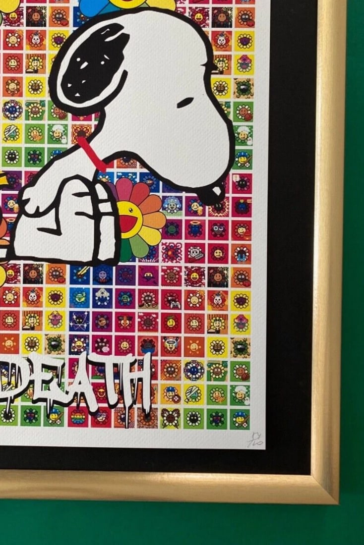 DEATH NYC Signed Large 16x20 Framed SNOOPY SCHULZ COA MURAKAMI Graffiti PopArt - 5