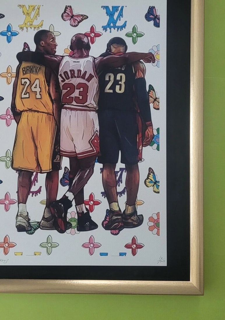DEATH NYC Hand Signed LARGE Print Framed 16x20in COA KOBE JORDAN LEBRON BASKET - 5