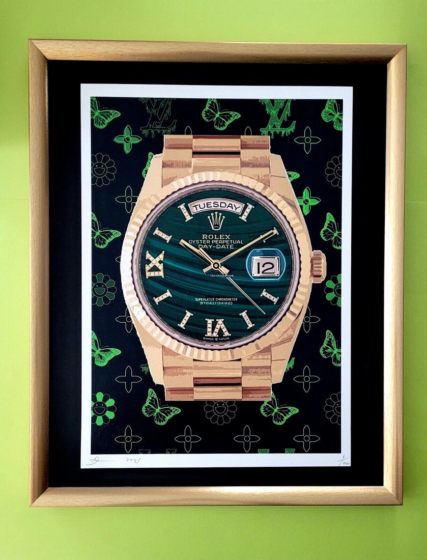 DEATH NYC Hand Signed LARGE Print Framed 16x20in COA ROLEX PRESIDENT POP ART (1 of 6)