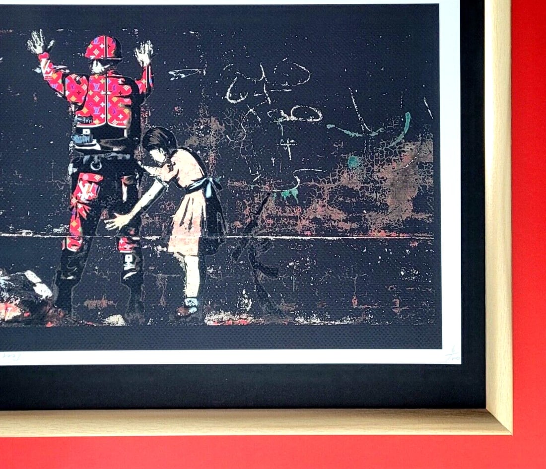 DEATH NYC Hand Signed LARGE Print Framed 16x20in COA GIRL WITH SOLDIER BANKSY - 5