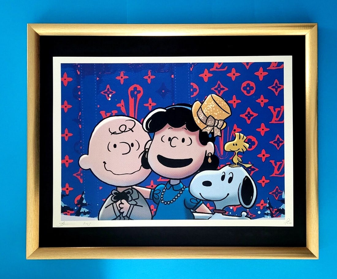 DEATH NYC Hand Signed LARGE Print COA Framed 16x20in The Peanuts Snoopy LV (1 of 6)