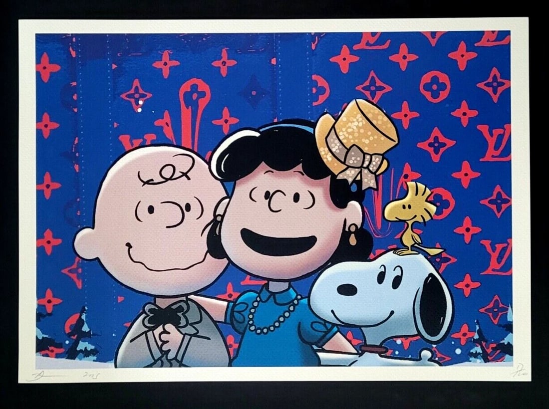 DEATH NYC Hand Signed LARGE Print COA Framed 16x20in The Peanuts Snoopy LV - 3