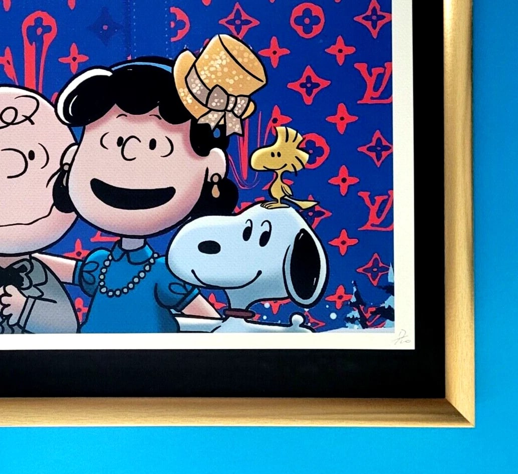 DEATH NYC Hand Signed LARGE Print COA Framed 16x20in The Peanuts Snoopy LV - 5