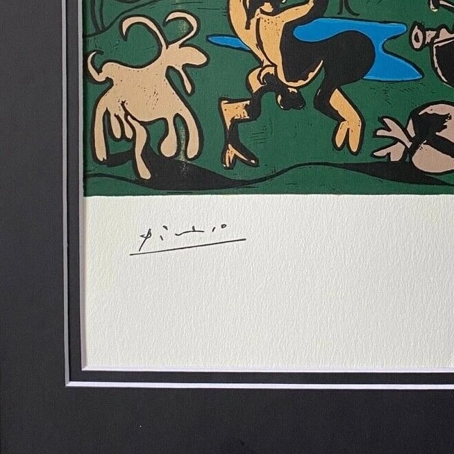 PABLO PICASSO 1955 SIGNED SUPERB LINOCUT MATTED 11 X 14 - 2